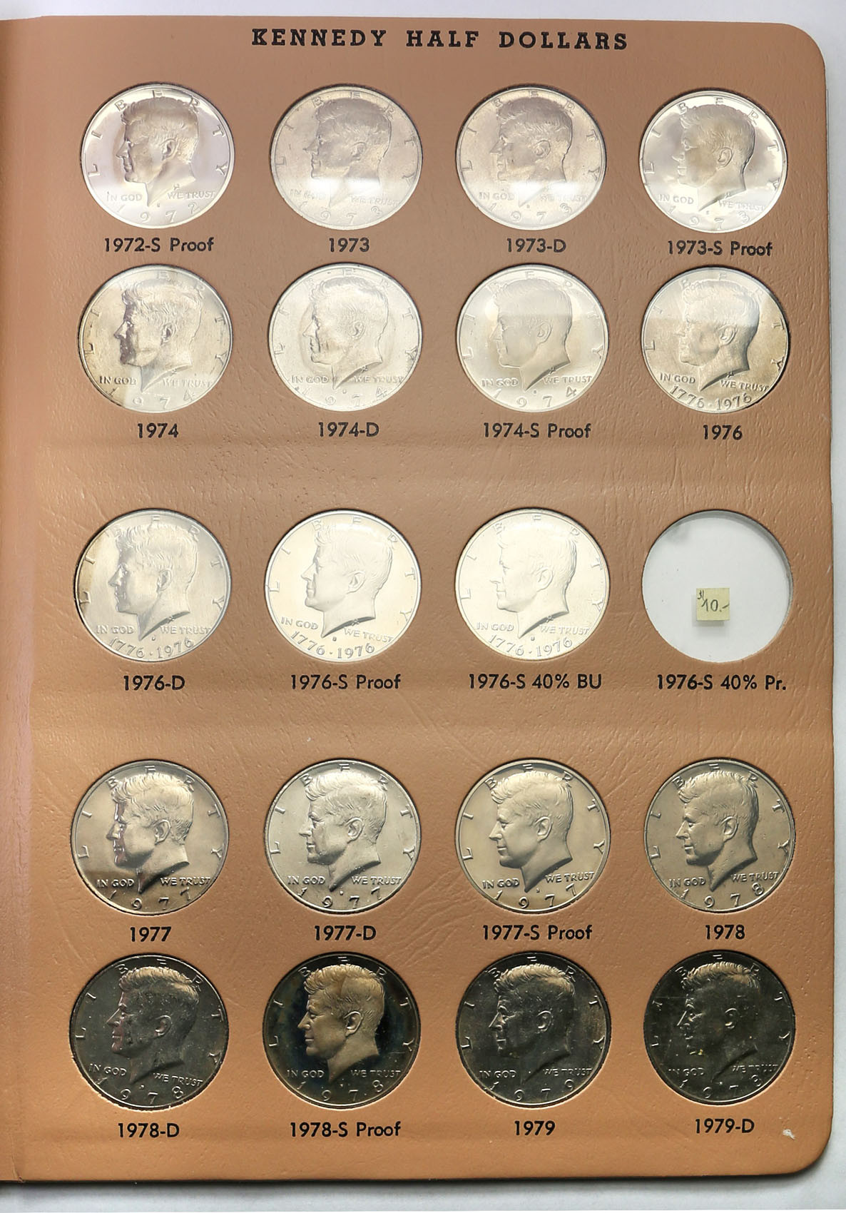 USA. Klaser z monetami 50 centów 1964-2012, Kennedy Half Dollars - zestaw 127 sztuk, srebro i miedzionikiel